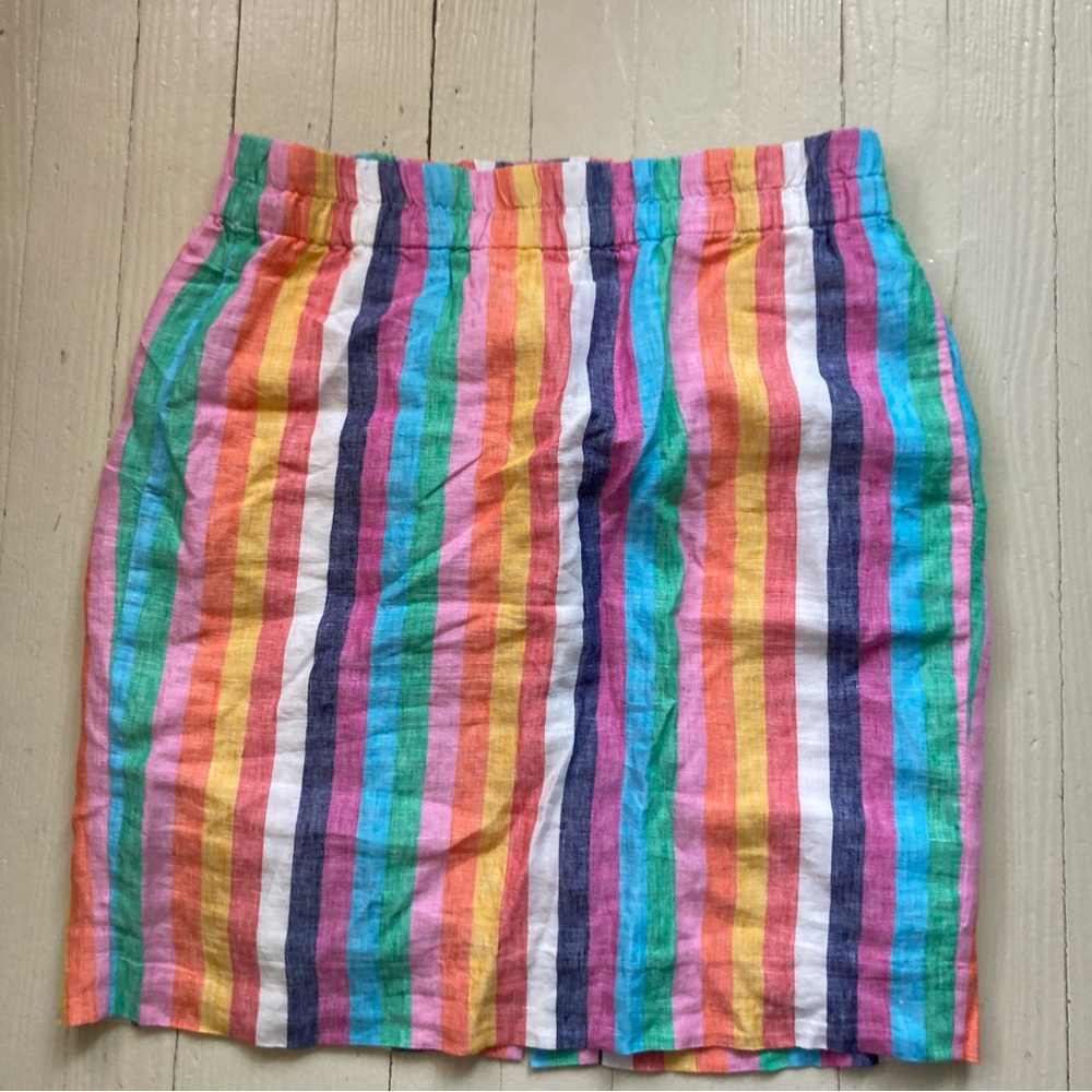 J. Crew Rainbow linen Striped Skirt